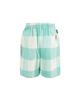 GREEN GINGHAM BARREL SHORTS