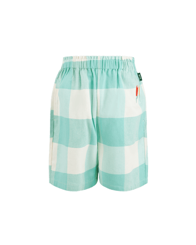 GREEN GINGHAM BARREL SHORTS