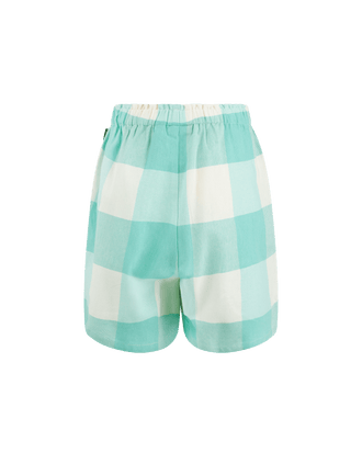 GREEN GINGHAM BARREL SHORTS