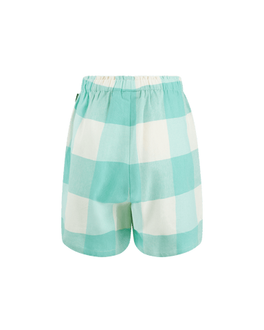 GREEN GINGHAM BARREL SHORTS
