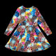 ABSTRACT LEOPARD LONG SLEEVE WAISTED DRESS - Toddler Dresses - Girls