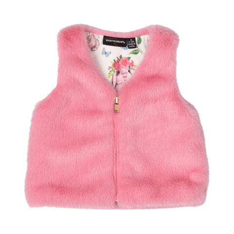 MEADOW BUNNY BABY FAUX FUR VEST - Baby Outerwear - Girls