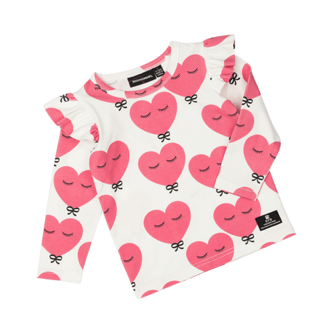 PINK HEART BABY T-SHIRT - Baby Top - Girls