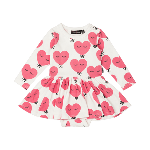 PINK HEART BABY WAISTED DRESS - Baby Dresses - Girls