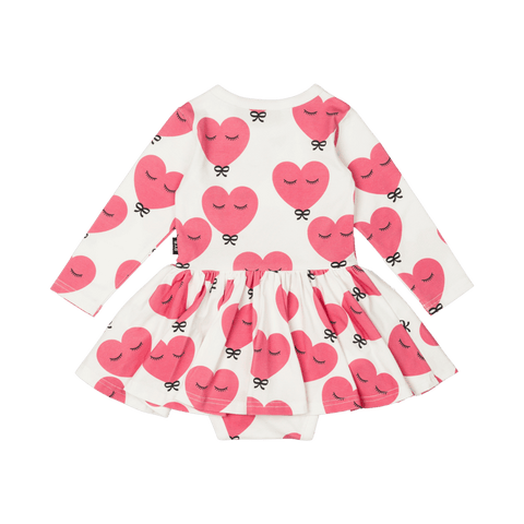 PINK HEART BABY WAISTED DRESS - Baby Dresses - Girls