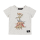 a grey DINO STACK BABY T-SHIRT with dinosaurs on it, from Rock your Baby Online.