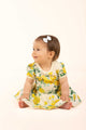 YELLOW ROSES BABY WAISTED DRESS