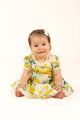 YELLOW ROSES BABY WAISTED DRESS