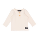 A CREAM BABY T-SHIRT by Rock your Baby Online, with long sleeves and white color, featuring orange buttons.