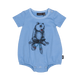 A blue PANDA BABY BODYSUIT with a bear on it from Rock your Baby Online.