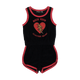 a black and red ELECTRIC HEART ROMPER with the Rock your Baby Online brand on it.