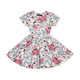 A girl's UNICORN LULLABY WAISTED DRESS with a floral print by Rock your Baby Online.
