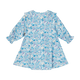 BLUE FLORAL SHIRRED DRESS