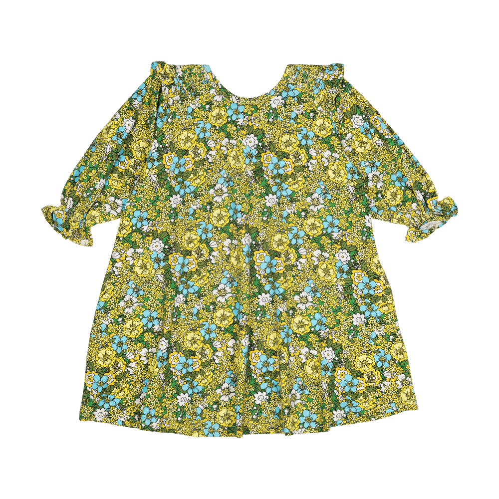 YELLOW DITSY FLORAL DRESS