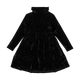 BLACK CRUSHED VELVET ROLL NECK DRESS