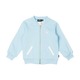An ICE QUEEN BOMBER JACKET from Rock your Baby Online, a baby's blue jacket with white zippers.