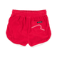 A child's RED JOGGER SHORTS with a white logo on the side from Rock your Baby Online.